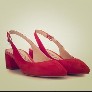 Red Sam Edelman chunk heel sling backs